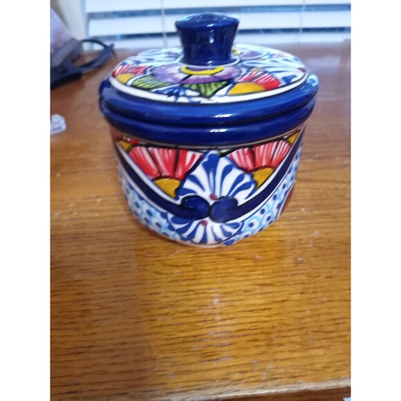 Serving Set~Chips & Dip/Appetizers/Toppings~Floral~Made In Mexico~Lead Free - Picture 12 of 14